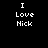 Four variations of a pixelated text-based icon showing "I Love Nick" with red background bars in different positions.