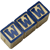 Pixelated rectangular icon with blue and beige patterned surface, brown border, angled perspective on white background.