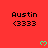 Red background with repeated "Austin <3333" text and green heart symbols in a