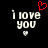 Pixelated text 'i love you' with a red heart above and small white heart below on black background.