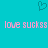 A static image with a cyan background featuring a teal pixelated heart symbol above pink text reading "love suckss" repeated twice.