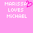 Pixelated text on pink background with a heart symbol replacing the 'A' in 'MARISSA' on the left side.