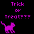 Pixelated purple cat icon with 'Trick or Treat???' text on black background, displayed in a