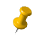 Two yellow pushpin icons displayed side-by-side on a gray background with slight variations in orientation and lighting between frames.