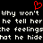 Red pixelated heart symbol above white text on black background with repeated phrases about unspoken feelings.