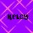 Purple background with pink diamond-shaped lines and four instances of the text 'KELCY' in black pixelated font.