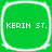 Four identical green square icons with rounded corners, each containing white text reading KERIN ST. in pixelated font.