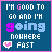A 4x4 grid of animated frames showing a pixel art buddy icon with text "I'M GOOD TO GO AND I'M going NOWHERE FAST" on a dark blue background, featuring color-shifting animation in the word "going" and small pink heart symbols.