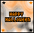 25 identical Halloween-themed icons with orange and gray backgrounds, black borders, star accents, and 'HAPPY HALLOWEEN' text in pixelated font