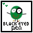 A 48x48 pixel animated buddy icon featuring a green cartoon character with one large black eye, smiling face, and outstretched arms, displayed across three frames in a contact sheet layout.
