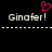 Pixelated text 'Ginafer!' appears twice on a black background with a pink heart symbol above the left instance.
