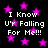 Black background with pink stars and repeated white text reading "I Know U' Falling For Me!!!" in pixelated font.