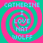 Four identical pixelated spiral icons with alternating pink and teal rings, each displaying text in light blue block letters.