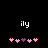 Pixelated white text 'ily' above a of pink and purple heart icons on black background, with animation changing heart positions