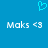 Pixelated blue heart symbol above two identical white text strings reading 'Maks <3' on a solid blue background.