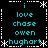 A static pixel art image with cyan text on a black background, framed by white snowflake and dotted lines, displaying repeated names in a