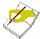 Yellow flag with red diagonal line on gray diamond-shaped background, displayed in