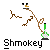 Animated contact sheet of a snowman character smoking from a green bong with visible smoke animation across 11 frames, each frame labeled "Shmokey" below the icon.