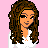 Pixel art buddy icon featuring a cartoon woman with long brown hair against pink background, text "brown eyed hottie" on right side.
