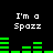 Black background with white text "I'm a Spazz" repeated four times and green audio equalizer bars in two horizontal