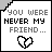 Two side-by-side pixel art display the text 'YOU WERE NEVER MY FRIEND...' with a broken heart symbol below, where the left shows white and black pixels for the heart while the right uses gray