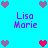 Pixelated icon with cyan background, purple and red heart symbols, and repeated 'Lisa Marie' text in purple pixel font.