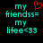 Two side-by-side pixelated text displays with cyan letters and a red heart symbol on the left, set against a black background.