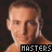 A 4x4 contact sheet of animated frames showing a shirtless man with short light hair against a dark background, each frame labeled "MASTERS" in pixelated text at the bottom.