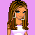 Animated contact sheet of a pixel-art doll icon with multiple frames showing body parts, text variations, and pose changes against a purple background.