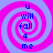 Four identical spiral-patterned icons with blue text reading "u will fall 4 me" on a pink and purple background.