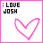 nine identical square with pink borders, each containing "I LOVE JOSH" text and a pink heart outline