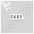 Pixelated icon with gray halftone background, white 'Rawr.' text, and a small white creature head with two horns and three dots below it.
