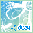 Animated contact sheet of 11 frames showing a blue and green cartoon-style icon with the text 'ditzy' and small heart symbols, arranged in a 4x3 grid with one empty cell.
