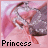 Animated contact sheet showing three frames of a pink-themed princess icon with pixelated facial features and text.