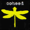 Yellow dragonfly icon with white text labels above it on black background, showing variations in wing position and label spelling across frames.