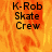 A static buddy icon with orange and yellow flame-like background, displaying 'K-Rob Skate Crew' text in black pixelated font.