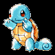 Pixelated blue turtle-like creature with orange shell, performing sequential hand gestures against black background.