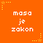 Orange background with yellow star motifs and repeated white text 'masa je zakon' in pixelated font.