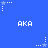 Blue background with repeating white pixelated text 'AKA' and star-shaped icons connected by dotted lines.