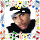 circular portrait icons with varied facial expressions and attire, set against a colorful pixelated border