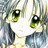 A pixelated anime-style character with green eyes and light blue hair on the left, next to a black background with white text reading "Anime IM" and a stylized signature below it.