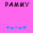 Pixelated text "PAMMY" in black on pink background with blue and light blue puzzle pieces below.