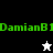 Green text 'DamianB1' appears on black and white backgrounds with a white star icon above and a black star icon below.