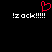 Red heart symbol above white pixelated text '!zock!!!!' on black background, two identical instances side-by-side.
