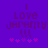 Purple background with pixelated text reading 'I Love Jeremy!!!' and five pink hearts below, showing slight animation in heart positions.