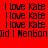 Red background with repeated black text "I love Kate" and "did I Mention" in pixelated font, showing animation through brightness changes.
