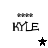 Four identical display 'KYLE' text with four asterisks above and a star below, where the star alternates between black and gray