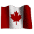Animated Canadian flag with red and white vertical stripes, central red maple leaf on a white square background.