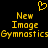 Yellow pixelated text and heart symbol on black background, with 'New Image' repeated above 'GymnasticsGymnastics' in two