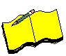 Yellow open book with green pencil on top; text on book pages changes from 'S' to 'Sug' to 'Sign' across frames.